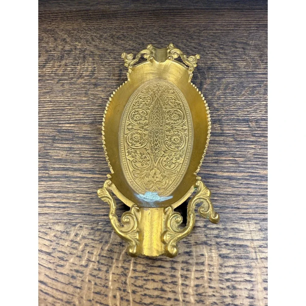 Antique Ornate‎ Brass Ashtray: Victorian Vanity Catch-All Tray